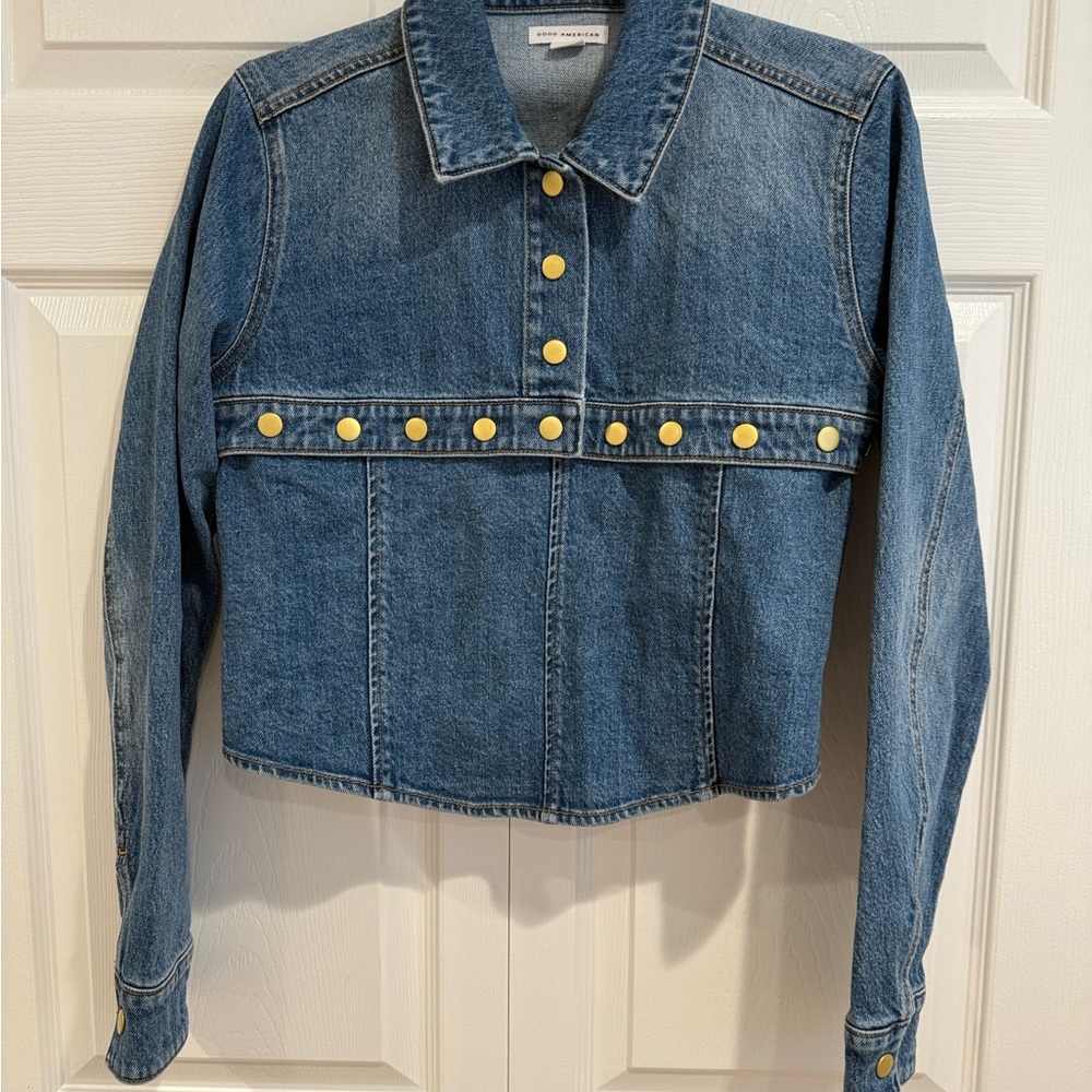 Good American Denim shirt jacket convertible